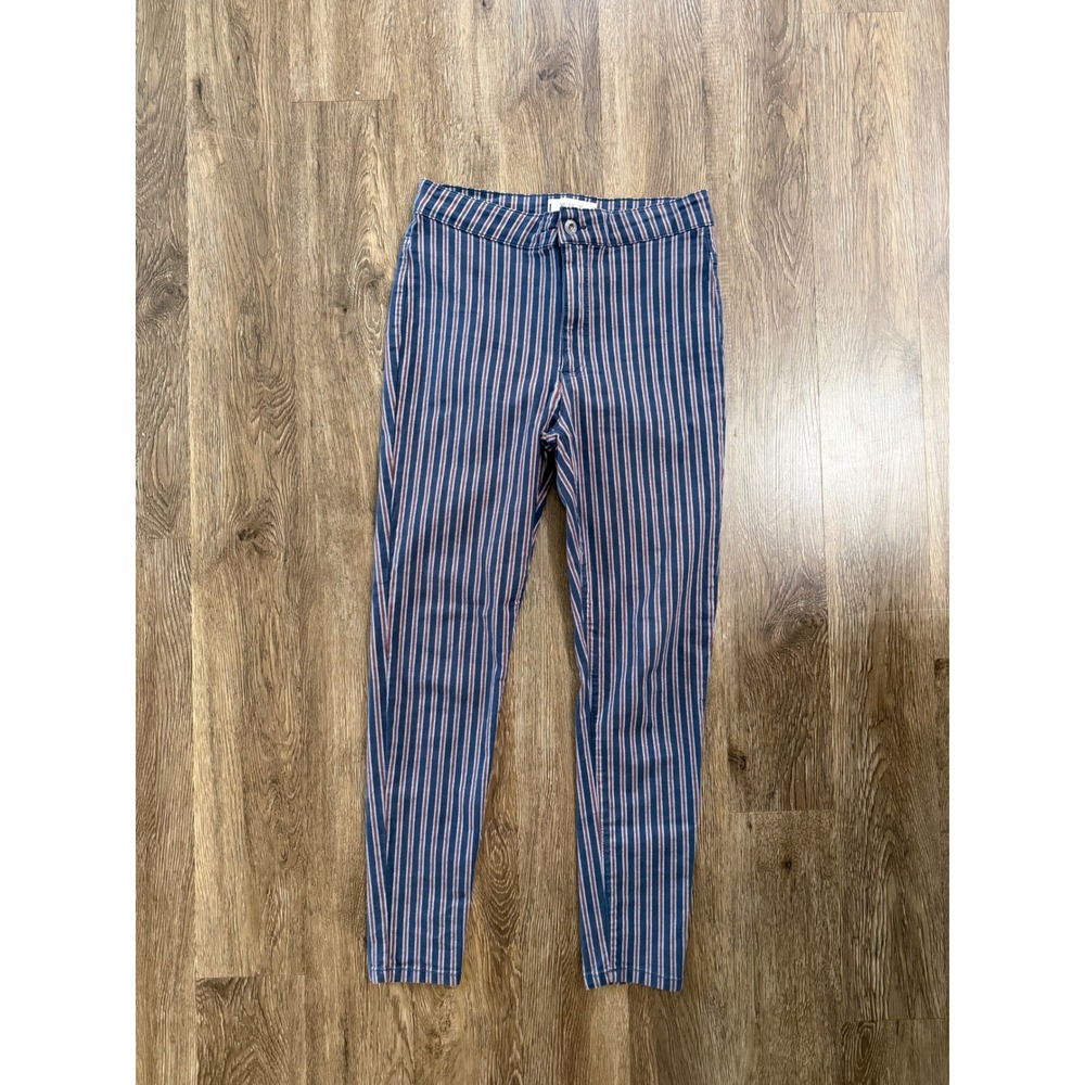 We The Free Free People Striped Skinny Pants‎ Navy Burgundy White Size 28